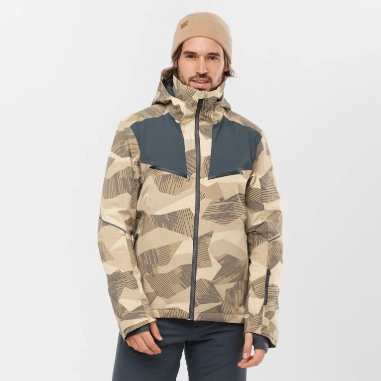 Camo Salomon Brilliant Insulated Men\'s Ski Jackets | IE OH2710